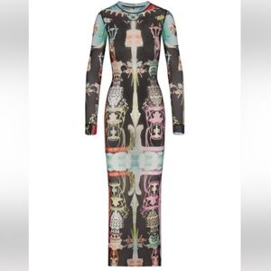 colorful mesh maxi dress